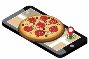 a pizza on a cell phone 