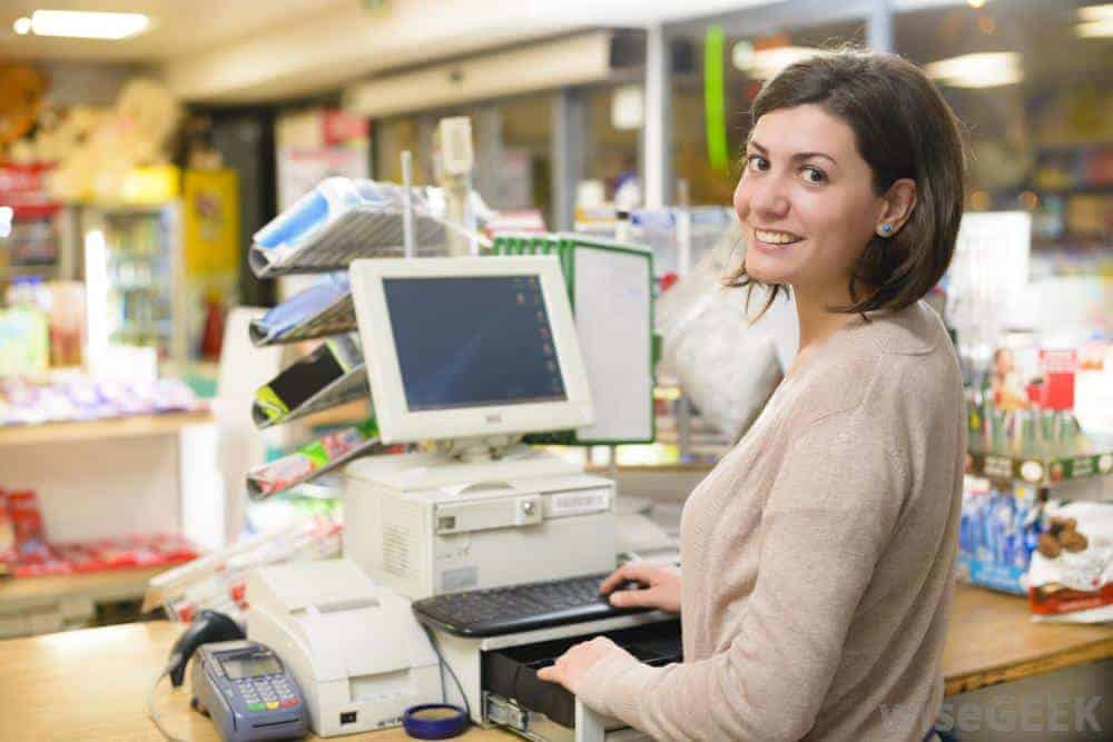 running a cash register