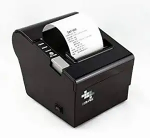 a black printer with a receipt 