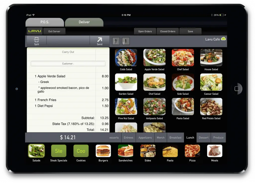 a menu on a computer screen 