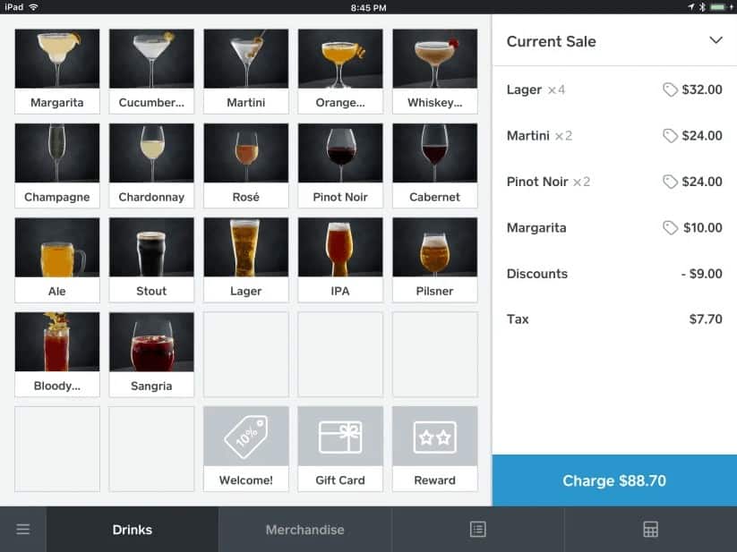 a screenshot of a bar 