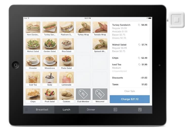 a tablet with menu on it