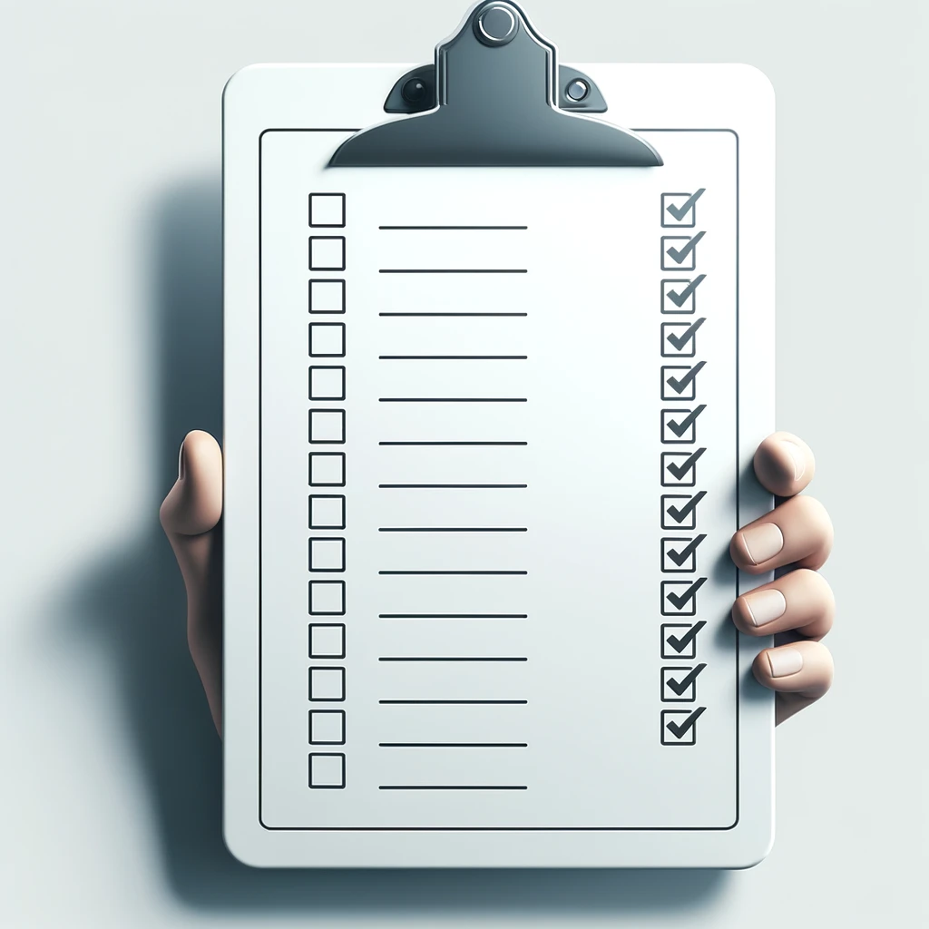a generic checklist on a clipboard, designed to be versatile for various tasks and projects. 