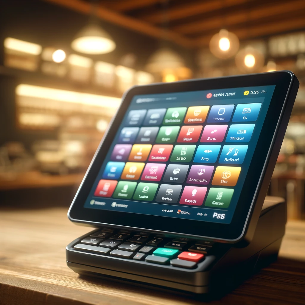 A POS system with a detailed view of the user interface. 