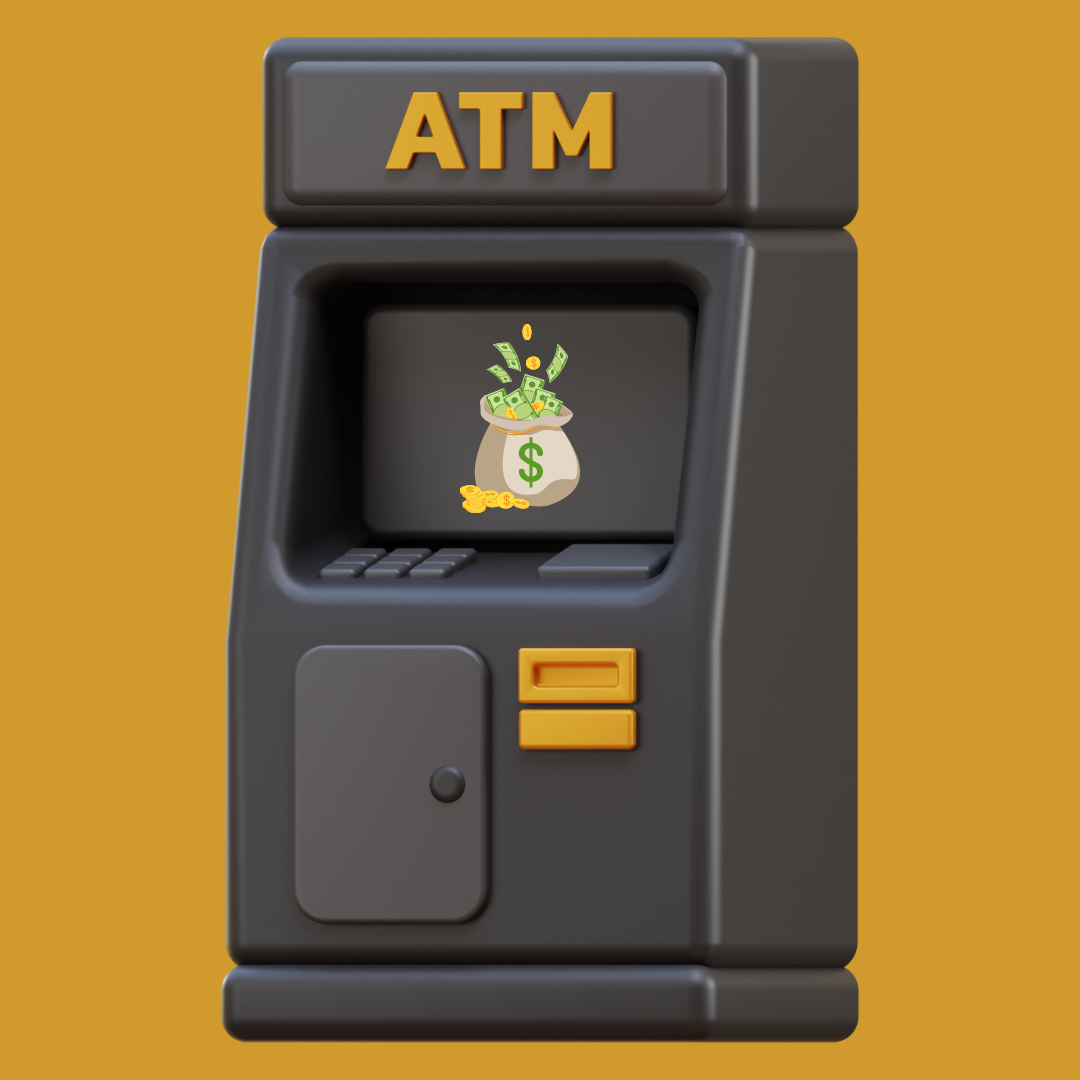 A clipart image of an ATM machine. 